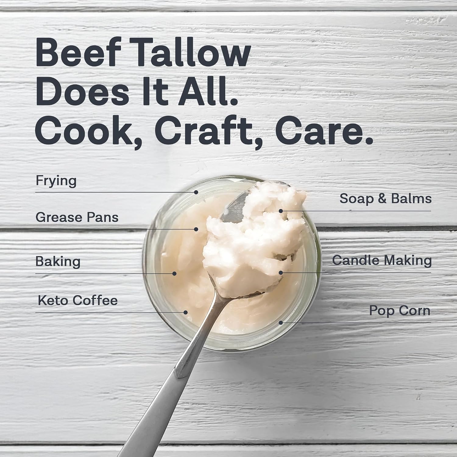 MD. Life Beef Tallow for Cooking - Food Grade Grass Fed Beef Tallow for Cooking Oil Replacement - 28 Ounce - Pasture Raised Keto Friendly Beef Tallow- Used to Make Candles & Soap
