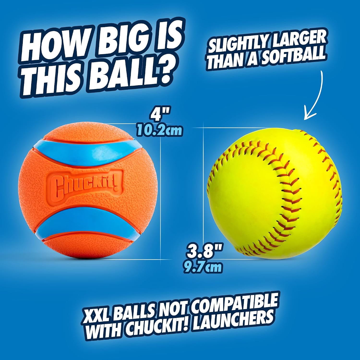 Chuckit! Ultra Ball Dog Toy - Size Large - For Dogs 60-100 lbs - Made from Durable Rubber - Super Bouncy - Floats in Water - 3-inch Diameter - Pack of 1