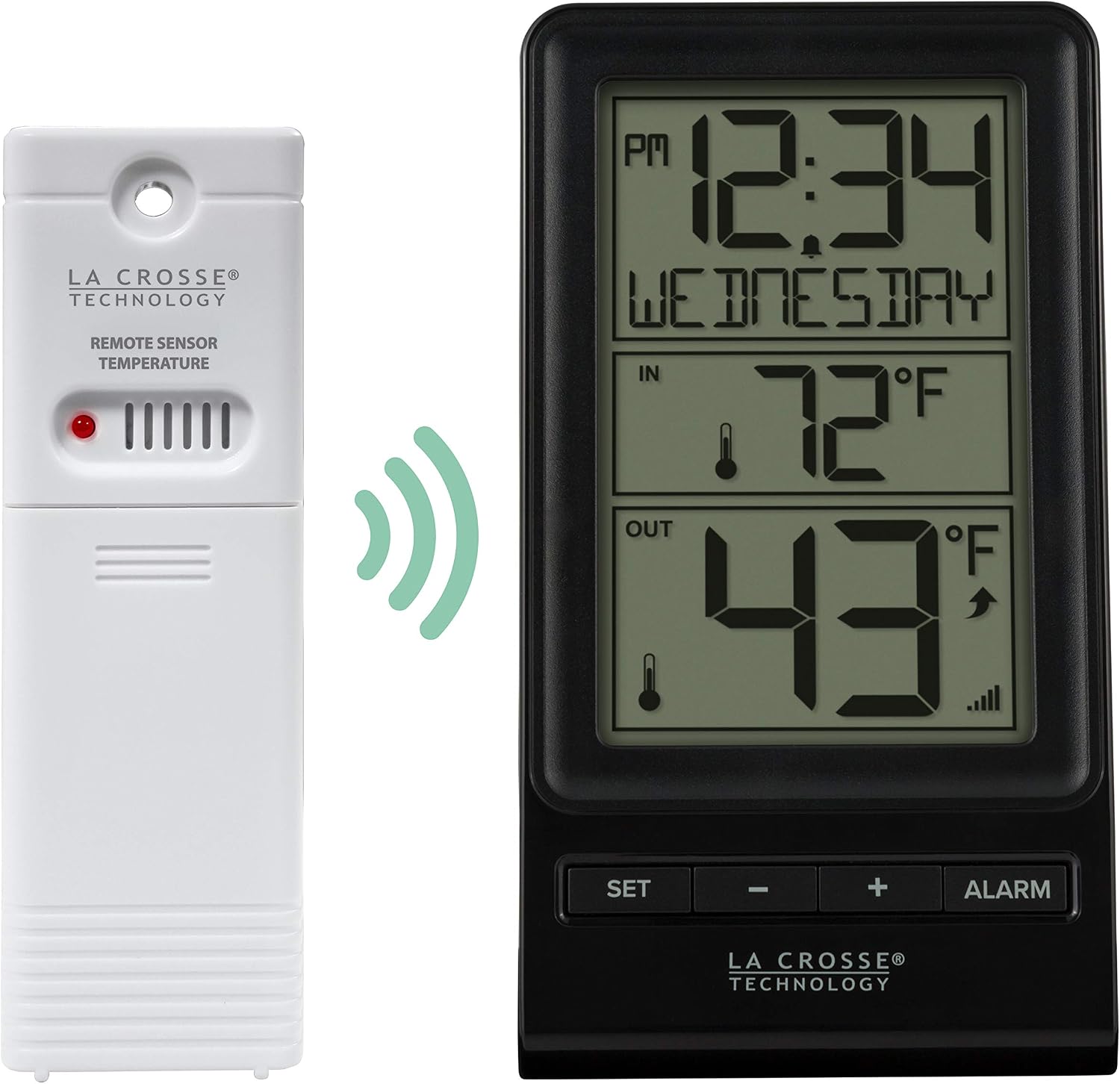 La Crosse Technology 308-1415BW Digital Wireless Thermometer with Time, Black