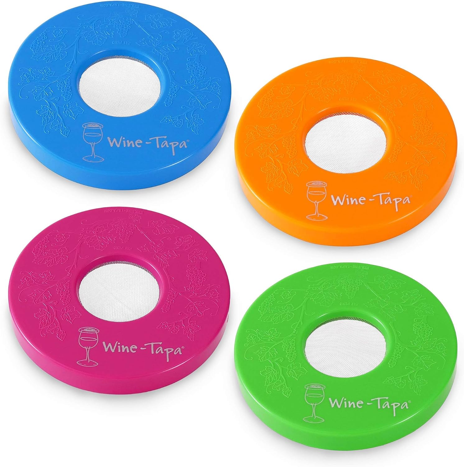 Drinking Glass Covers- Keep Bugs Away from Wine Glasses Outdoors - Use as Cover for Coffee Mugs, Soda Cans, and Drinking Glasses, set of 4 No Spill Drink Covers -Fresco Set