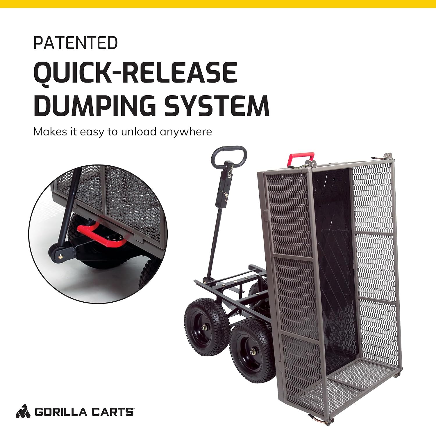 Gorilla Carts Steel Utility Garden Cart, 1200 lb. Capacity, 5 Cu Ft, Grey | 1