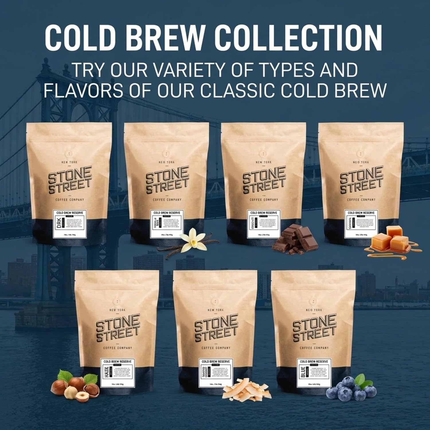 Stone Street Colombian Cold Brew Ground Coffee, Dark Roast, 2 Lb