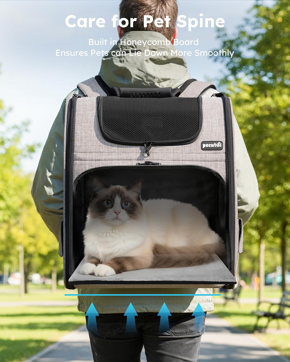 pecute Cat Backpack Expandable, Cat Carrier Backpack with Breathable Window