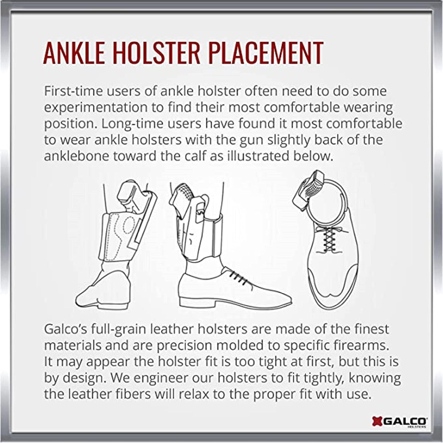 GALCO Ankle Glove Ankle Holster, S&W J Fr 640 Cent 2 1/8" .357, RH, Black (AG158B) | (AG158B)