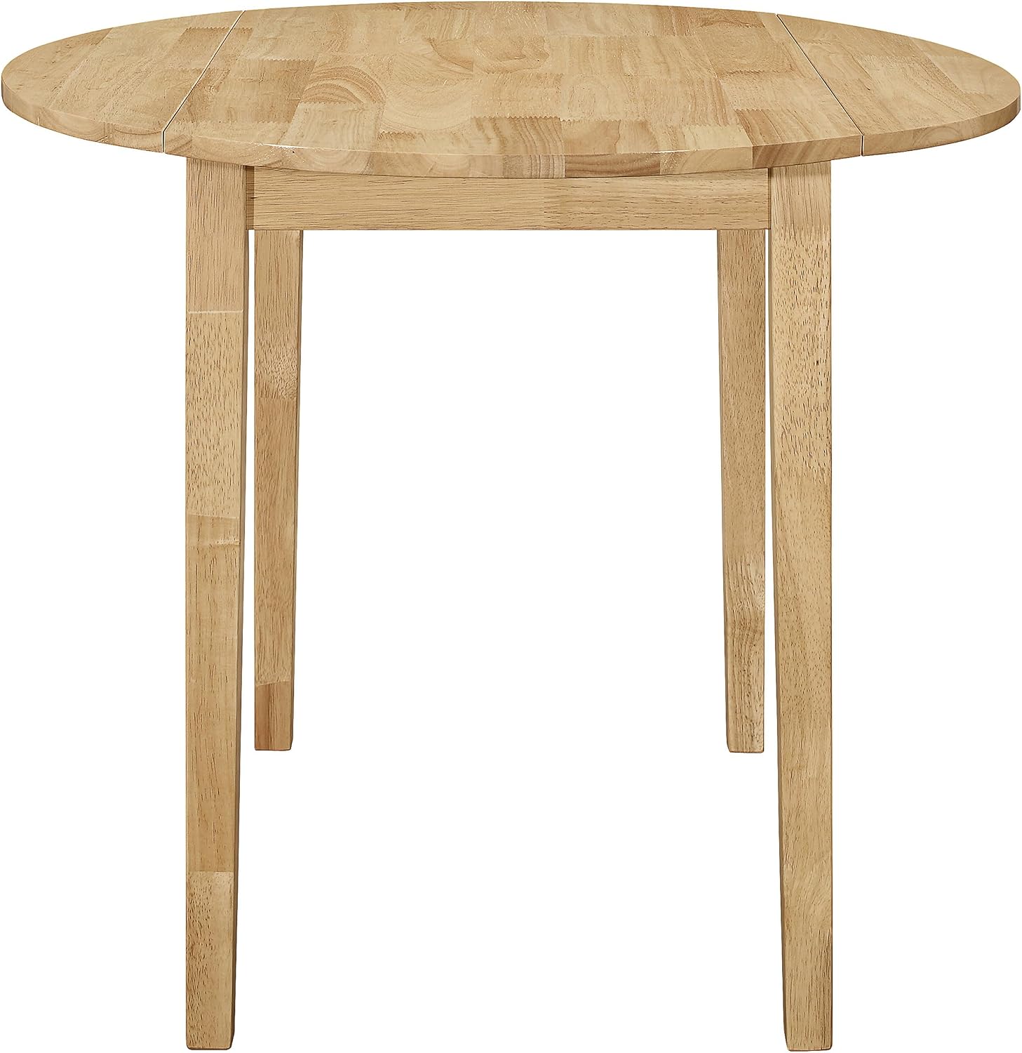 Coaster Home Furnishings 3-Piece Round Wood Dining Room Set Drop Leaf Extension Table Ladder Back Side Chairs Upholstered Seat Cushions Beige and