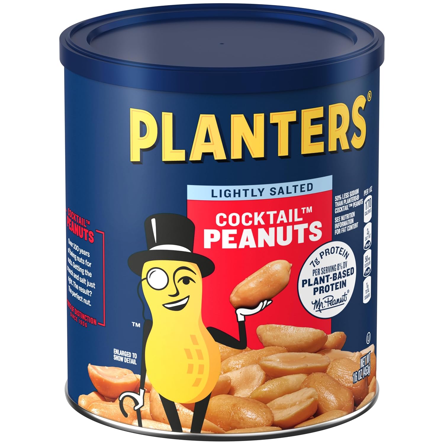 PLANTERS Salted Peanuts, Party Snacks, 16 Oz (1 Ct) | Dry Roasted Salted Peanuts. 0g Trans Fat. Resealable Jar. Snacks for Adults. Party Mix, Flavored Nuts