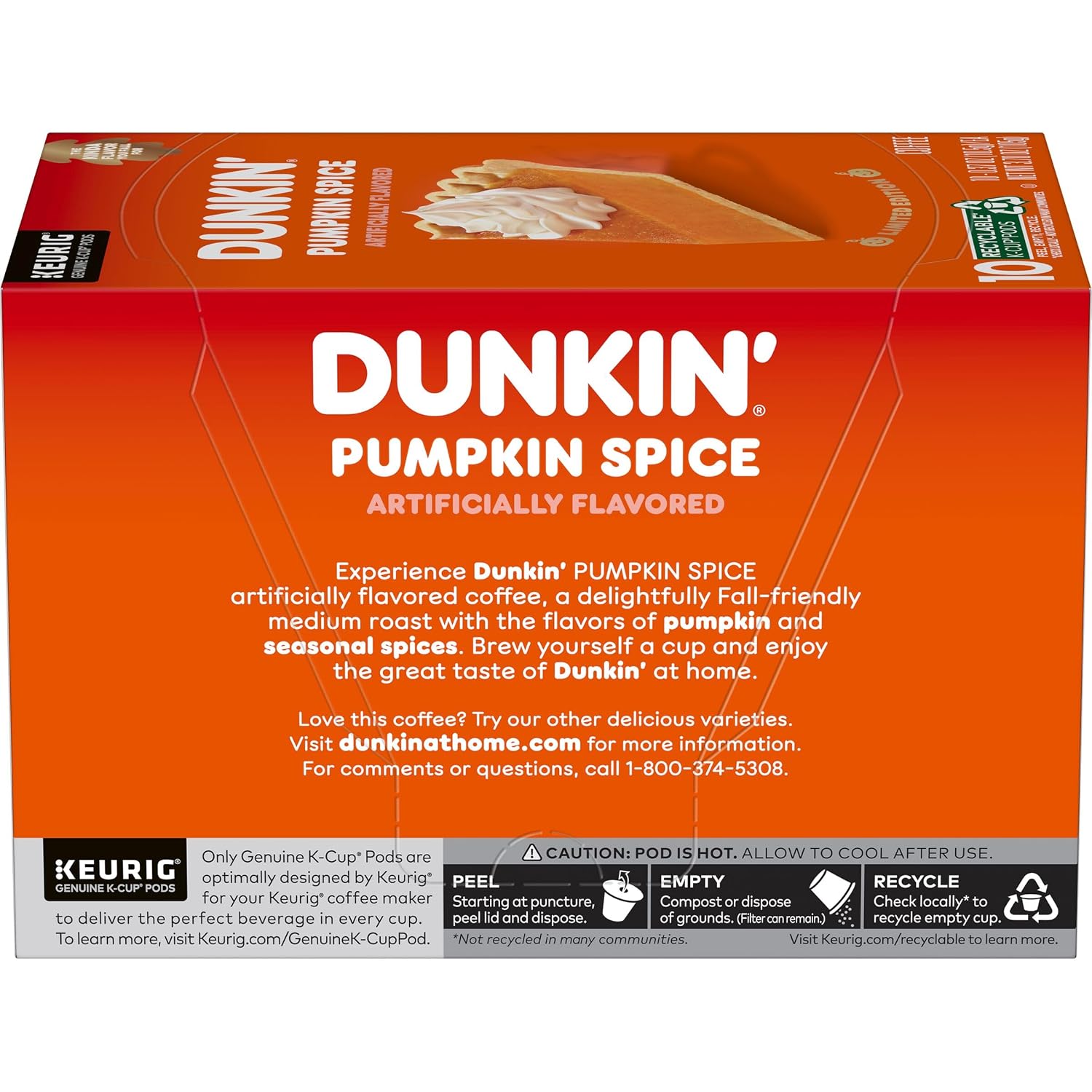 Dunkin’ Pumpkin Spice Artificially Flavored Coffee, 60 Keurig K-Cup Pods | 6 boxes of 10 single serve coffee pods each, Limited edition fall flavor, Made with arabica coffee, SNAP EBT eligible