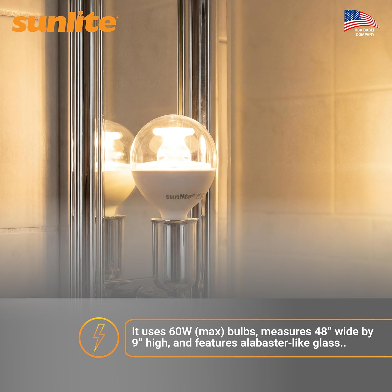 Sunlite G16.5 Light Bulb LED, 5W (40W Equiv.), 350 Lumens, Dimmable, Type G Globe Shape E12 Candelabra Base, Short Bulbs, Vanity Mirror Bulbs, 2700K Soft White, Frosted, 6 Count