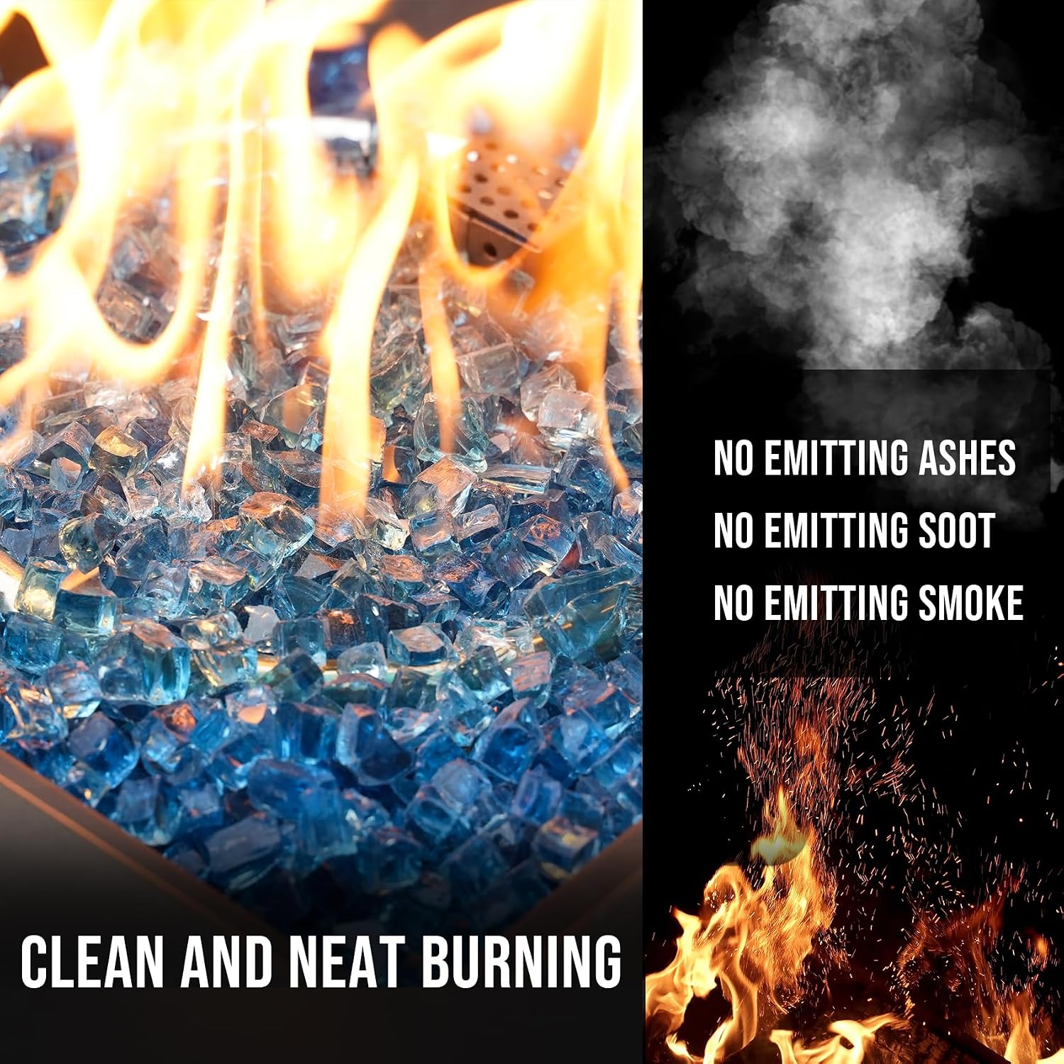 Skyflame 1/4" Pacific Blue Regular Fire Glass for Fire Pit Fireplace