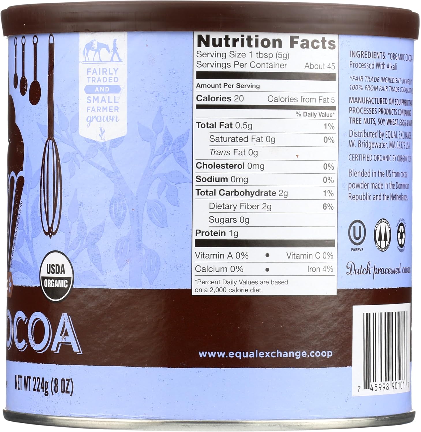 Equal Exchange, Cocoa Powder Baking Unsweetened Organic, 8 Ounce