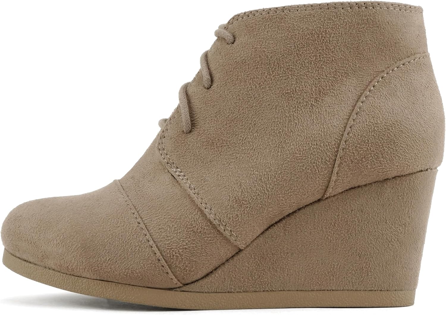 Soda “REX” ~ Women Lace Up Rounded Toe Low Wedge Ankle Bootie