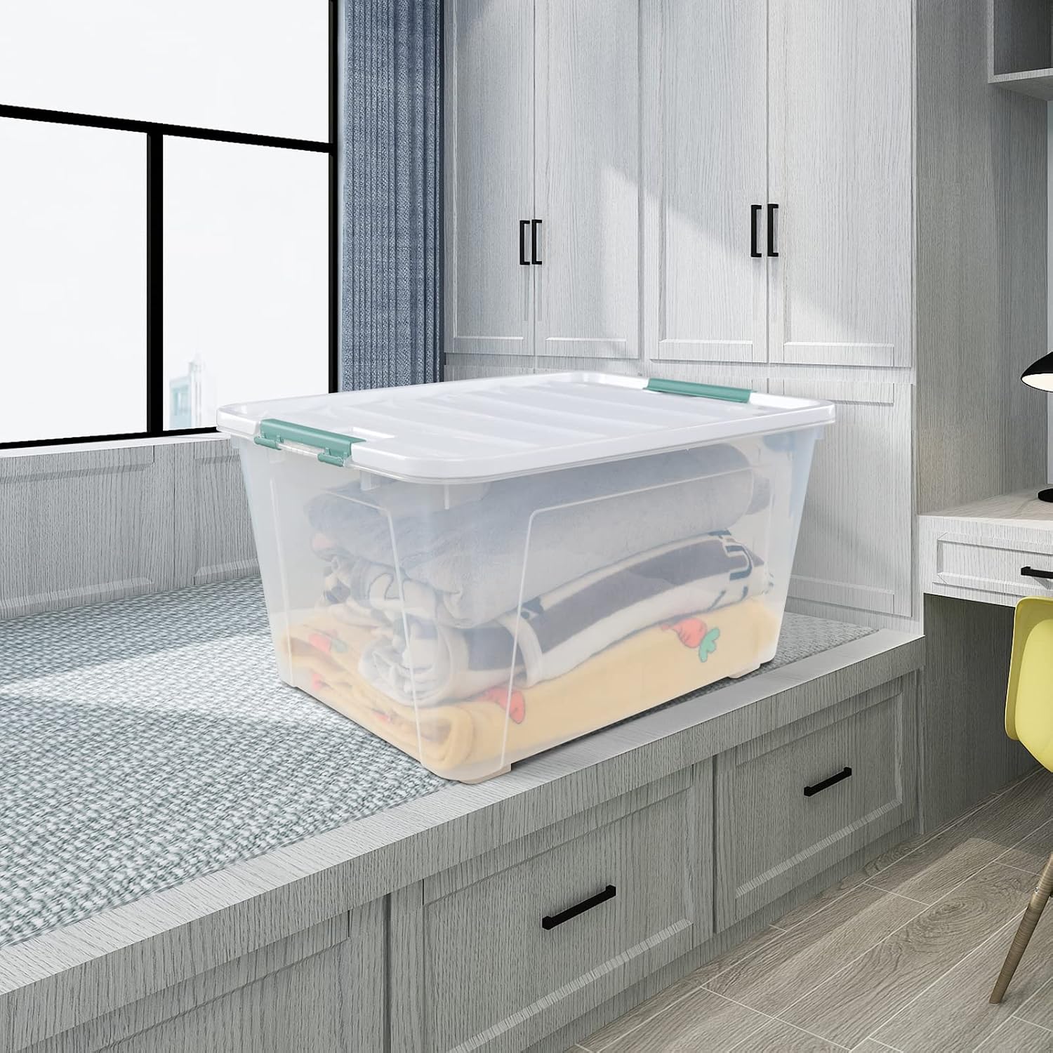 17.5 L Clear Plastic Storage Box, 4-Pack Latch Storage Bin