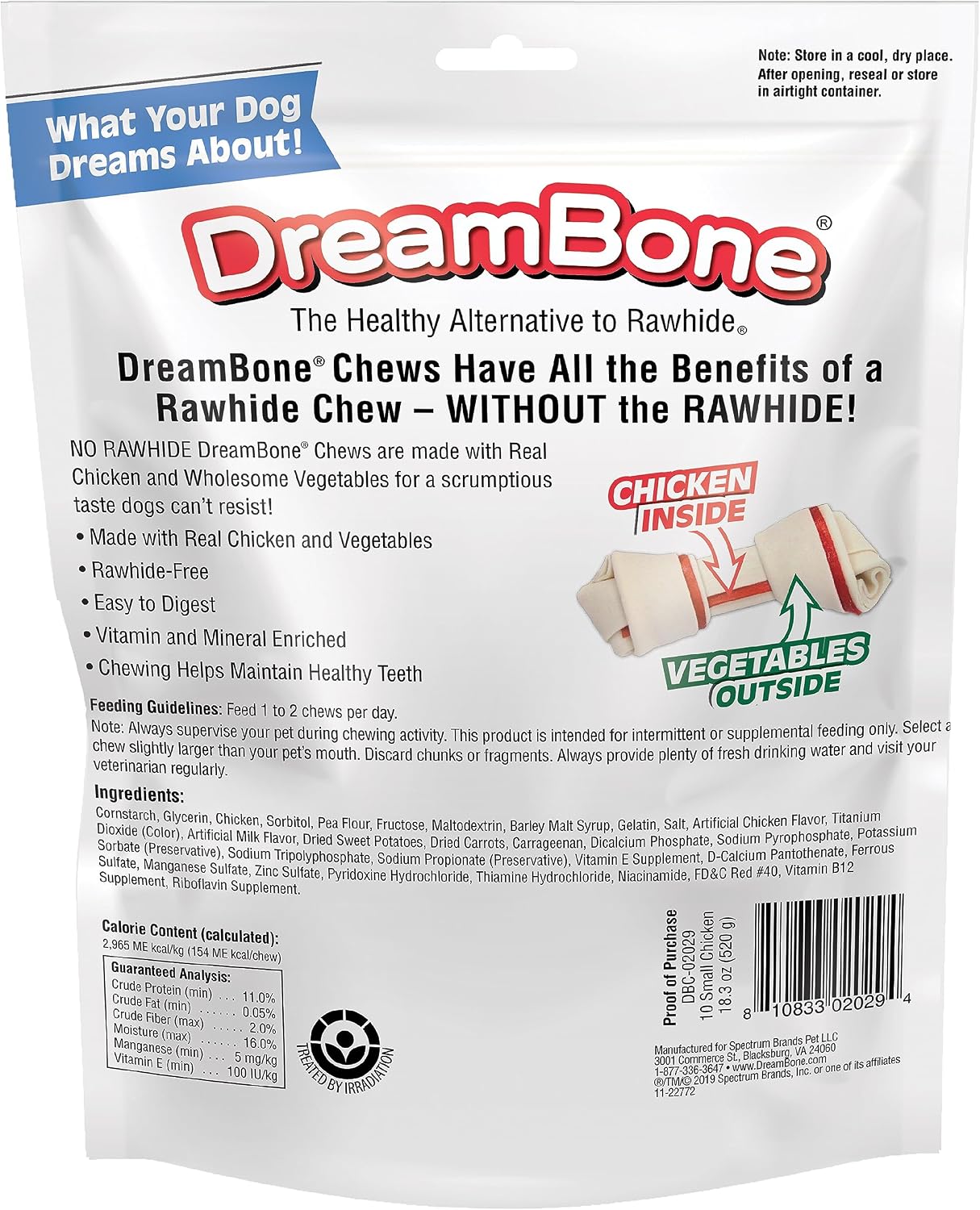 DreamBone Small Bone Rawhide-Free Dog Treats With Real Protein, 10 Count | Daily Chew, Digests Safely and Completely, Made With Real Chicken and Veggies, For Adult Dogs