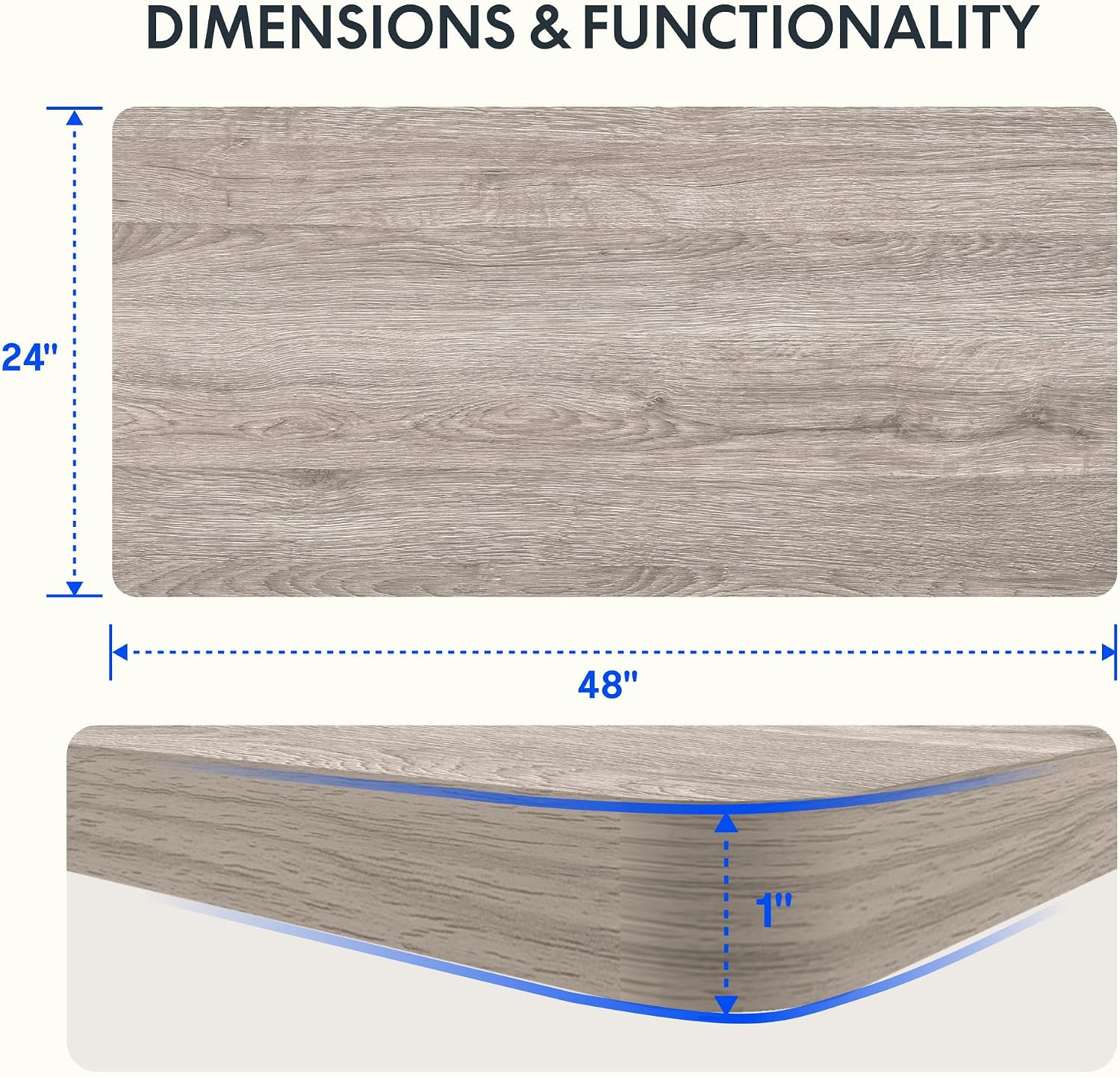 FLEXISPOT Acacia Solid Wood 55"x28" Butcher Block Desktop, Walnut | Acacia Solid Wood, Thick Beveled Edge, For Standing Desk, Office Table, Workbench, DIY Furniture Projects