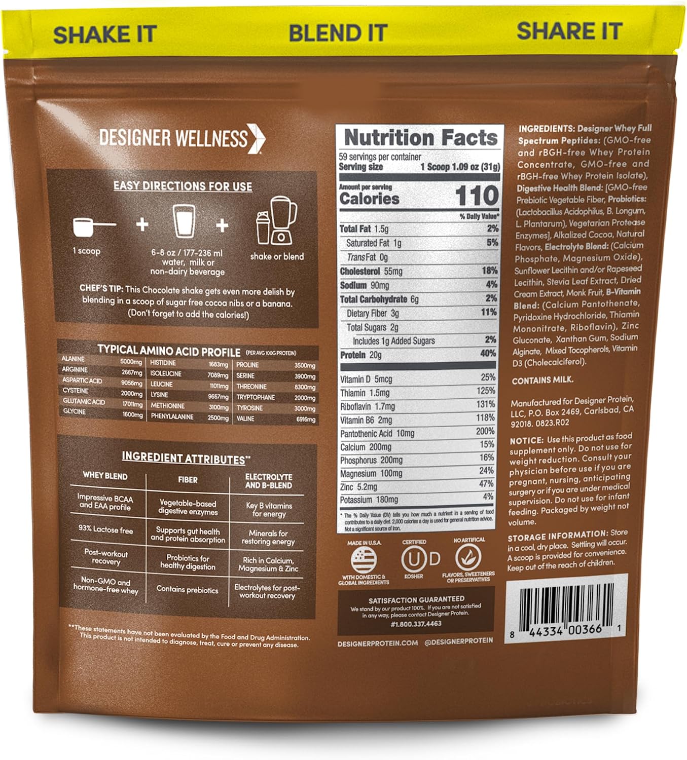 Designer Wellness, Vanilla, Designer Whey Protein Powder, 2 lb