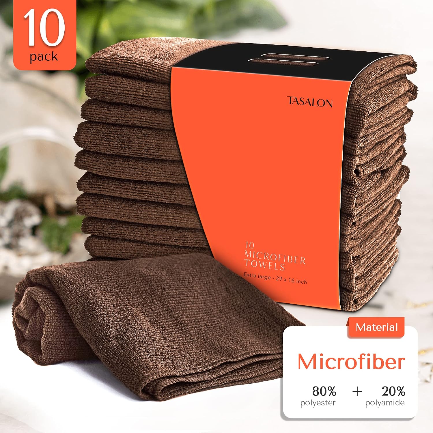 TASALON Microfiber Salon Hair Towels 10 Pack, 29" x 16" Ultra-Soft - Black