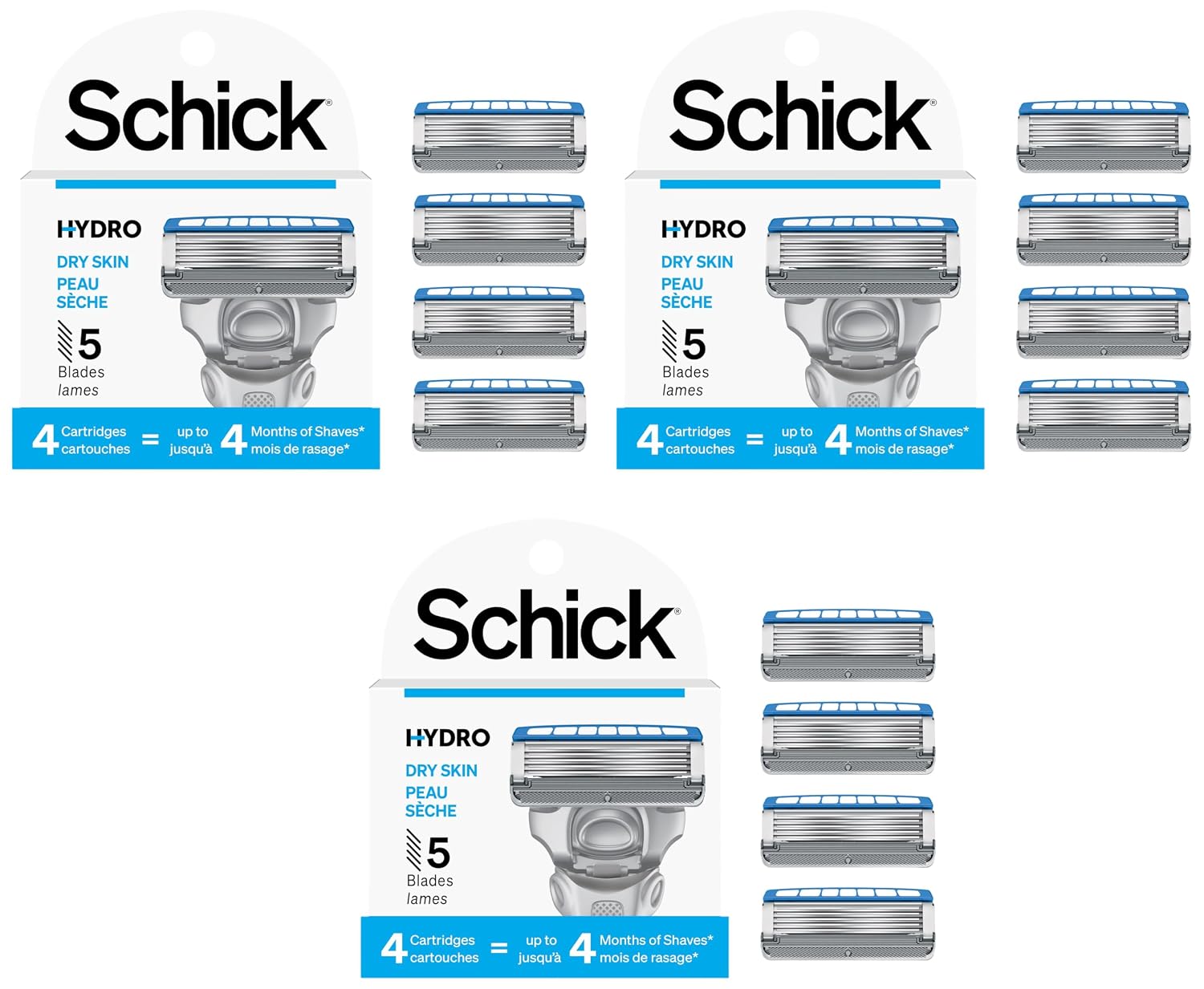 Schick Hydro 5 Sense Hydrate Razor Refills for Men, 4 Count (Pack of 1)