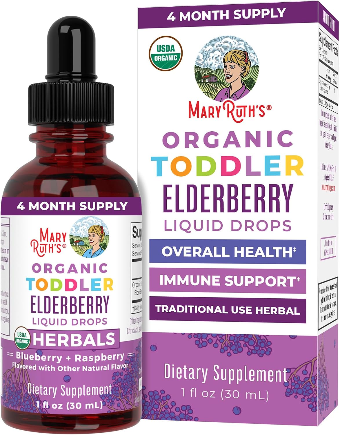 MARYRUTH'S Elderberry Liquid Drops for Adults & Kids, 1 oz, Immune Support | Immune Support, 150mg Elderberry Extract, USDA Organic, Sugar Free, Vegan
