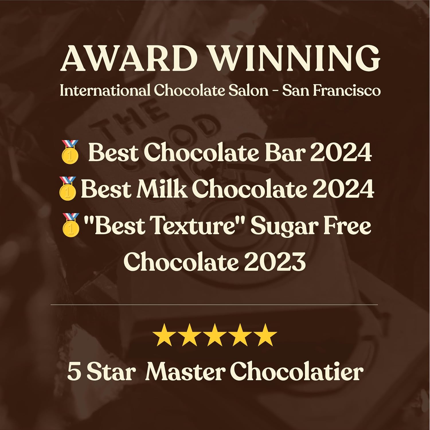 THE GOOD CHOCOLATE – Dark Chocolate Bars with Zero Sugar & Lower Net Carbs – Keto Chocolate Bar with Lower Calories, All Natural and Non-GMO Keto Snacks, 2.5 oz (6 Bars Value Pack)