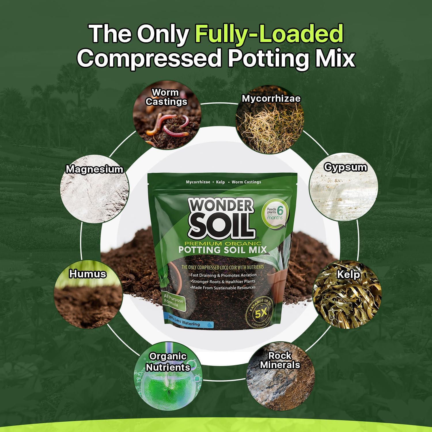 WONDER SOIL | Organic Potting Soil | 12 QUARTS of Ready to Plant Coco Coir Fully Loaded with Nutrients | 3 LBS Bag Expands to 12 Quarts of Indoor