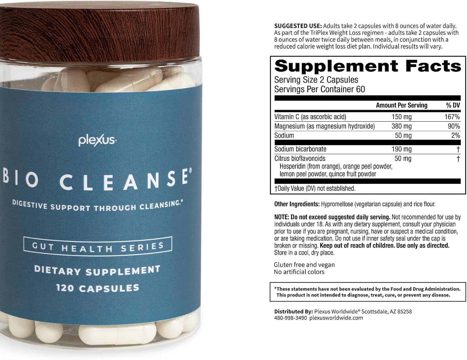 Plexus® Bio Cleanse® 180 ct. | Daily gut health supplement with magnesium to support cleansing, regularity, and vitamin C for immune and antioxidant support