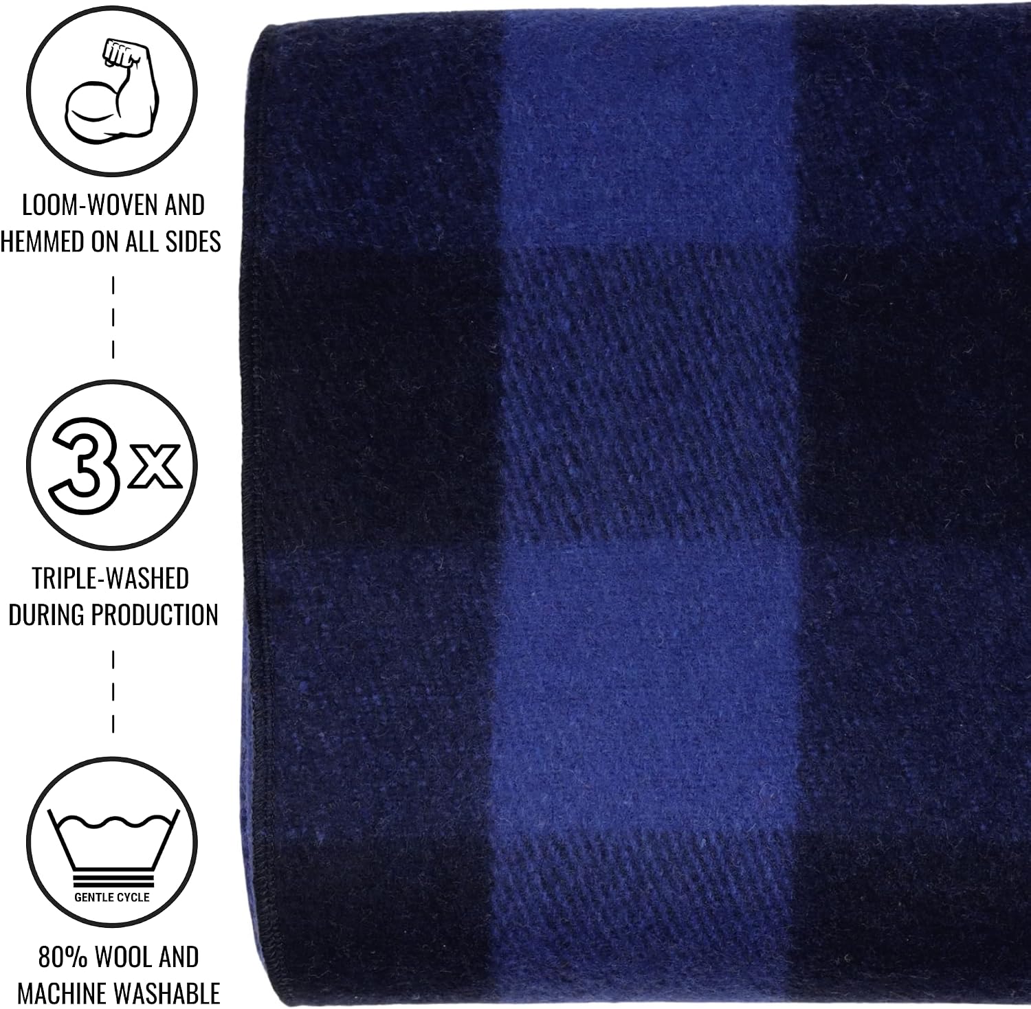 Arcturus Military Wool Blanket - Warm, Thick, Washable - Great for Outdoors, Camping, Stadium Blanket, Picnics, Travel - Car & Bushcraft Survival Kits