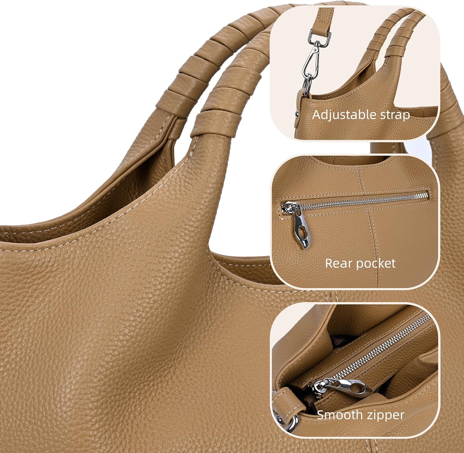 Iswee Leather Satchel Women Purse and Handbag Crossbody Shoulder Bag Hobo | Genuine Cowhide Leather Tote Top Handle Bag Soft & Durable Medium Size Bags with Detachable Multiple Pocketbooks Trendy