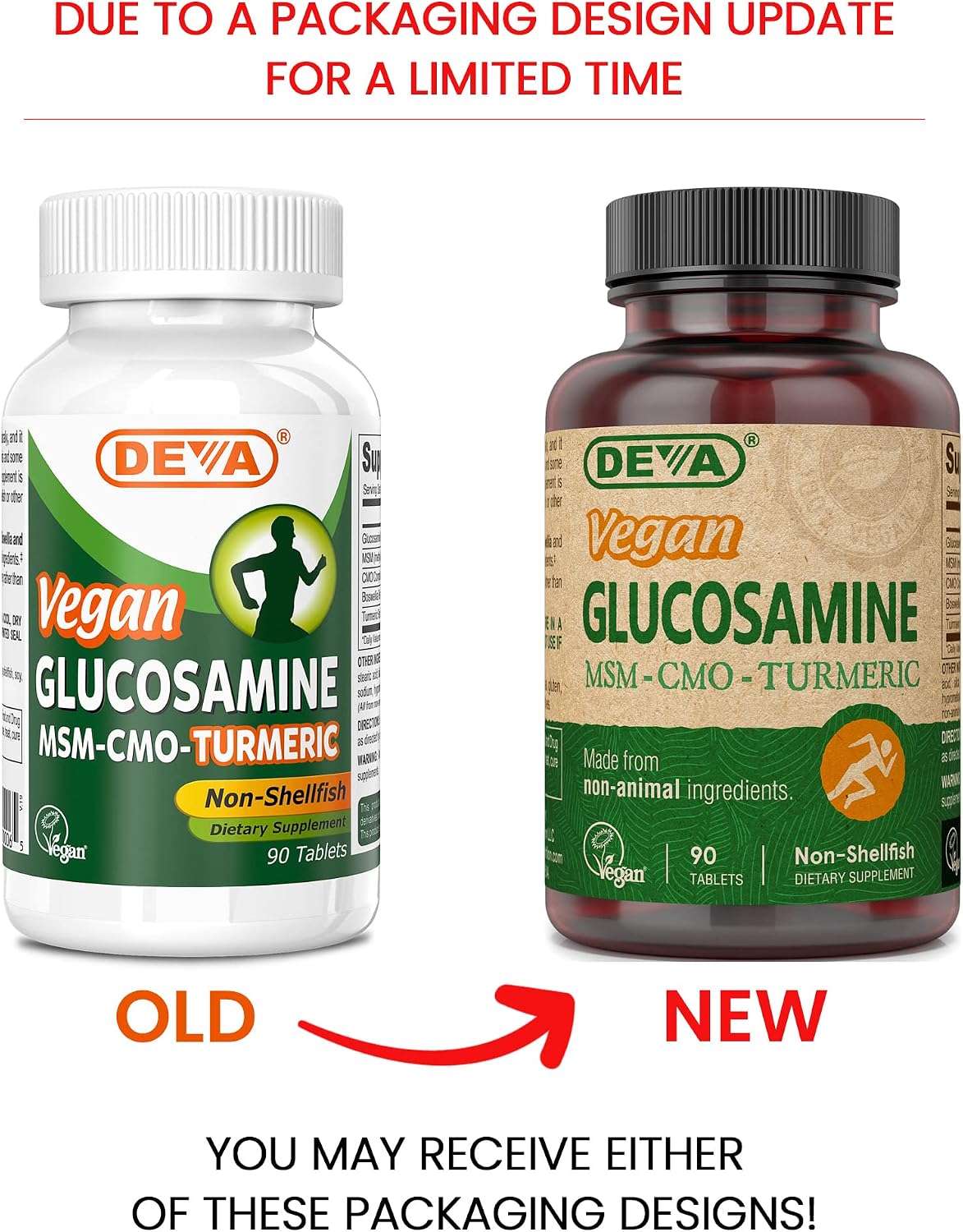 Deva Vegan Glucosamine MSM & CMO, Improved Formula Plus Hyaluronic Acid, CMO, Turmeric Extract, Boswellia Extract with Non Animal Ingredients, 90 Tablets