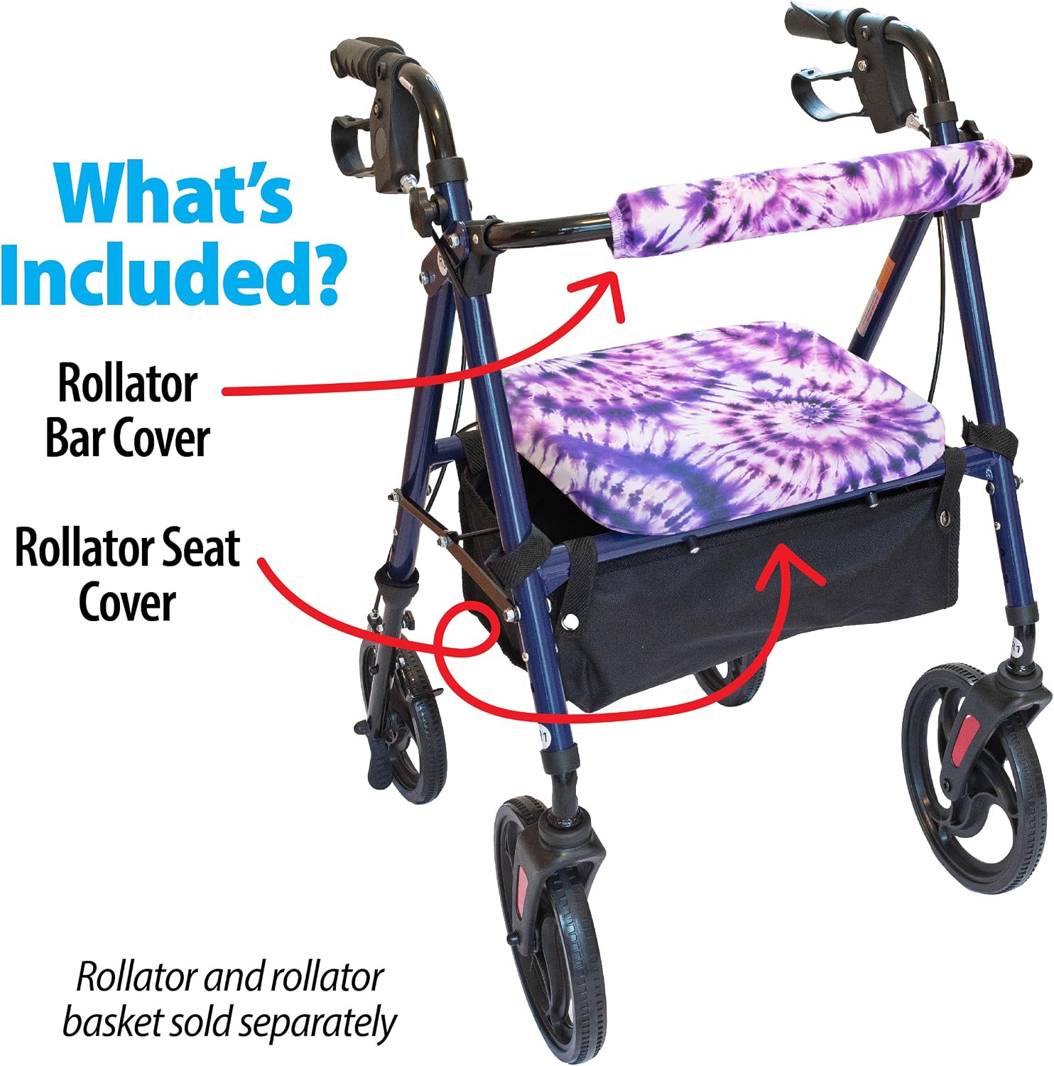 Top Glides Playful Purple Universal Rollator Walker Seat and Backrest Covers (Purple)