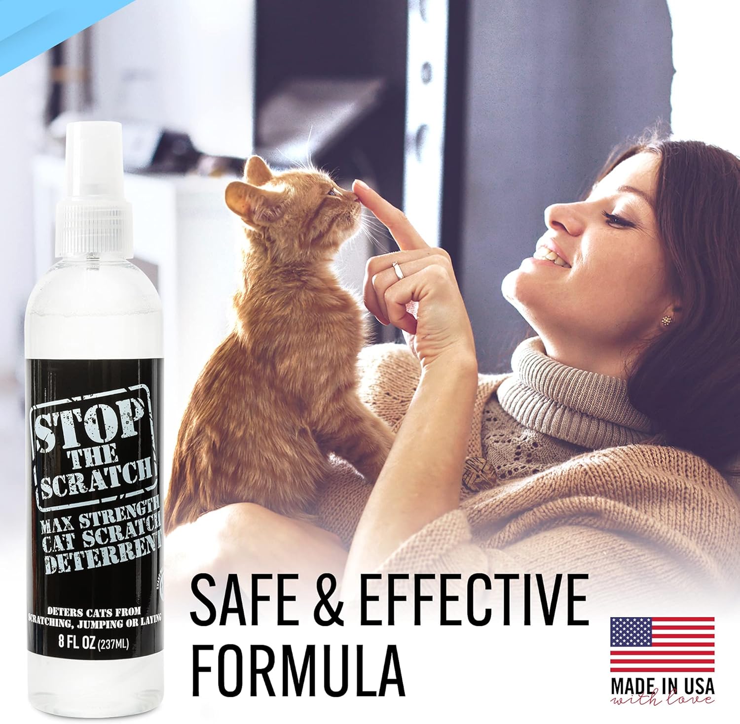 Stop the Scratch Cat Scratch Spray Deterrent – Rosemary Oil, 8 oz
