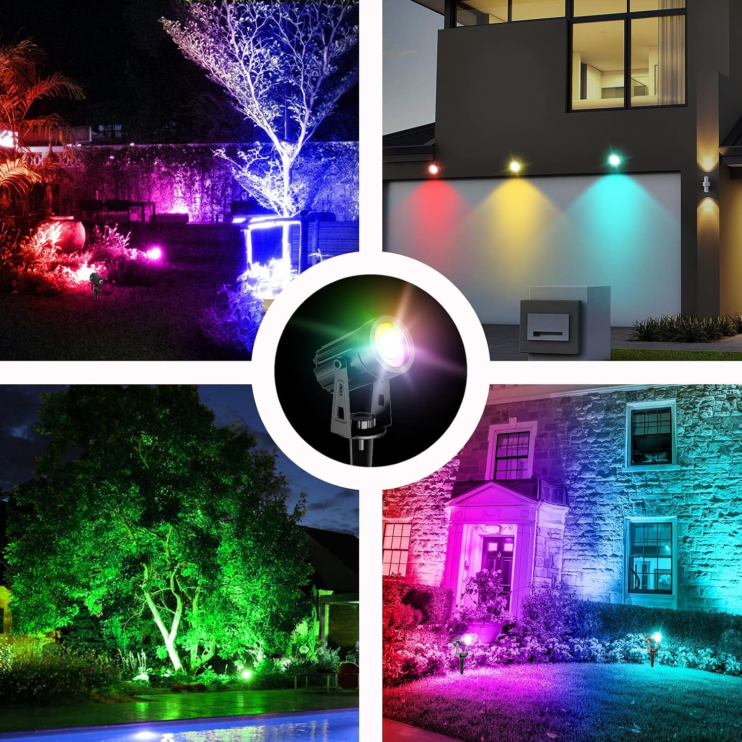 T-SUN Solar Spot Lights Outdoor, Dual Head Solar Spotlights, Cool White | IP65 Waterproof, 2 Brightness Modes, Dusk to Dawn Solar Uplights for Garden, Yard, Pathway, Patio, Lawn
