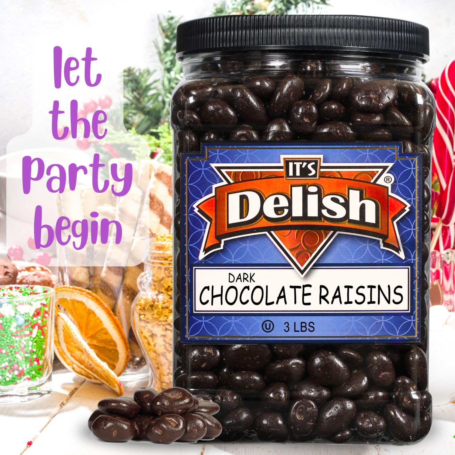 Gourmet Chocolate Covered Raisins by Its Delish, 5 Lbs Bulk Bag | Dark Chocolate with Raisins Healthy Snacking | Dried Raisin Chocolate Candy Snacks | USA Made, Vegan, Kosher Parve