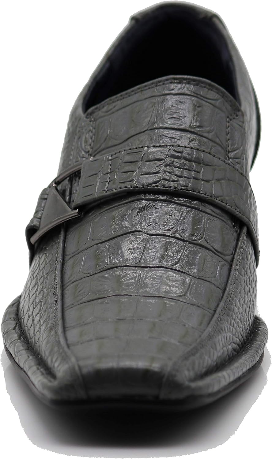 Enzo Romeo Santcro Men's Dress Crocodile Print Loafers Elastic Slip on with Buckle Fashion Shoes Runs Half Size Big
