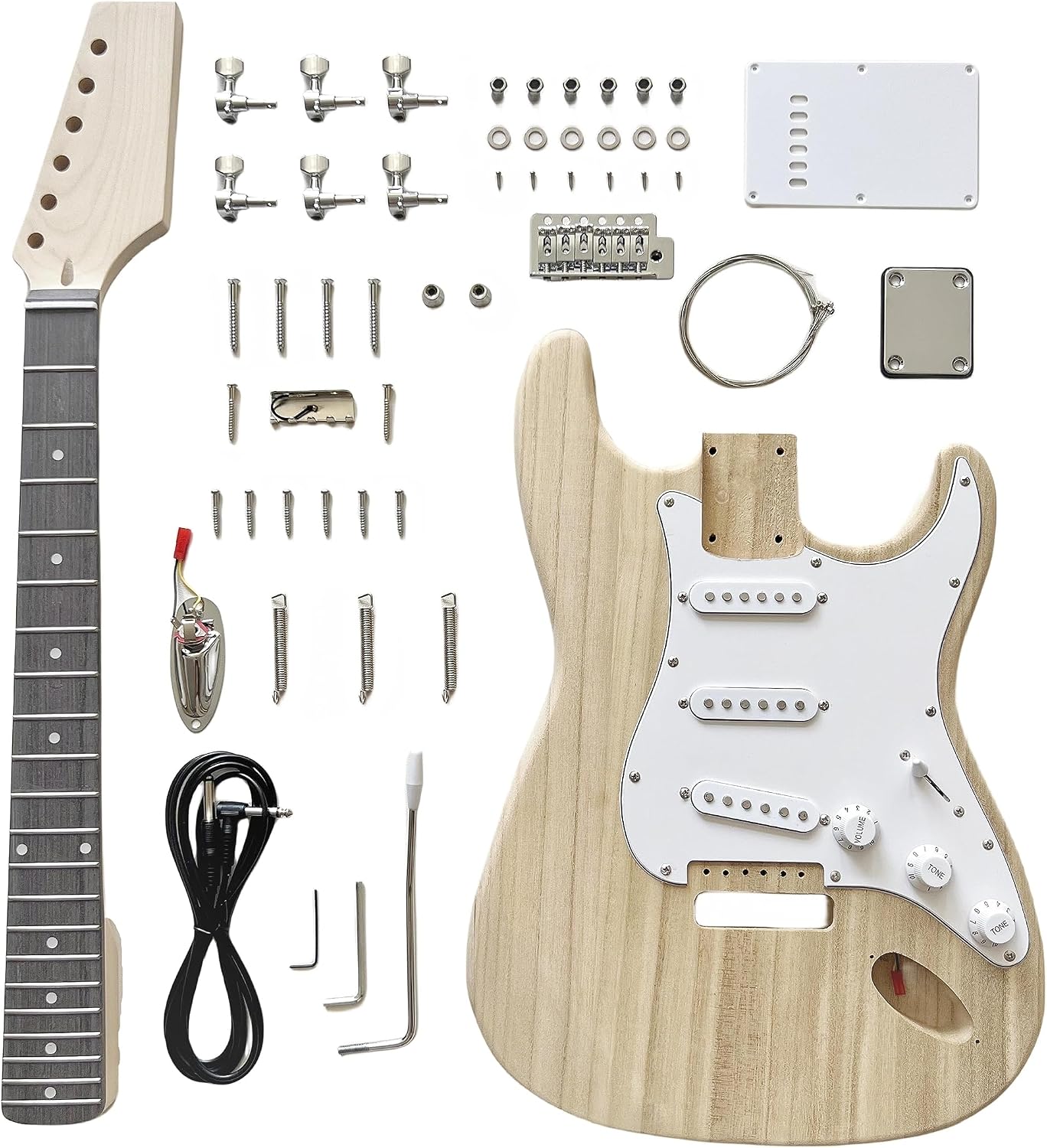 DBL ST Style DIY Electric Guitar Kit,Paulownia Body and Maple Neck