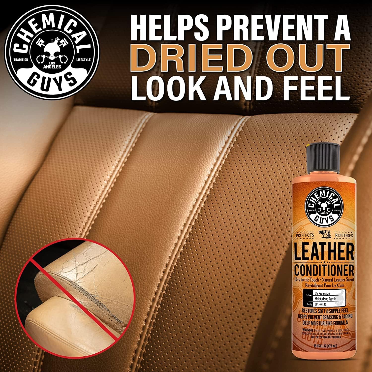 Chemical Guys, Leather Cleaner & Conditioner Kit for Cars & Home, 2 x 16 oz | Two-step kit cleans then conditions seats, furniture, bags and boots, pH-balanced for natural and sealed leather