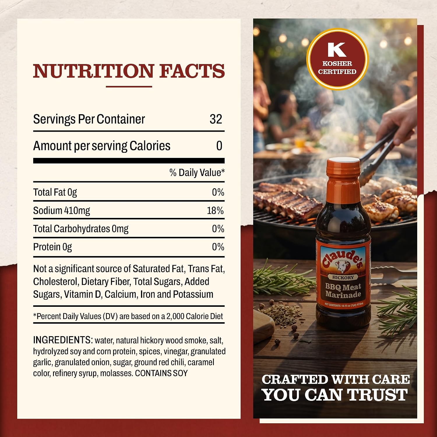 Claude's BBQ Brisket Marinade Sauce, Gluten Free Texas Style, 128 oz | Restaurant-size gallon of smoky Texas tenderizing brisket marinade - all natural & gluten free.