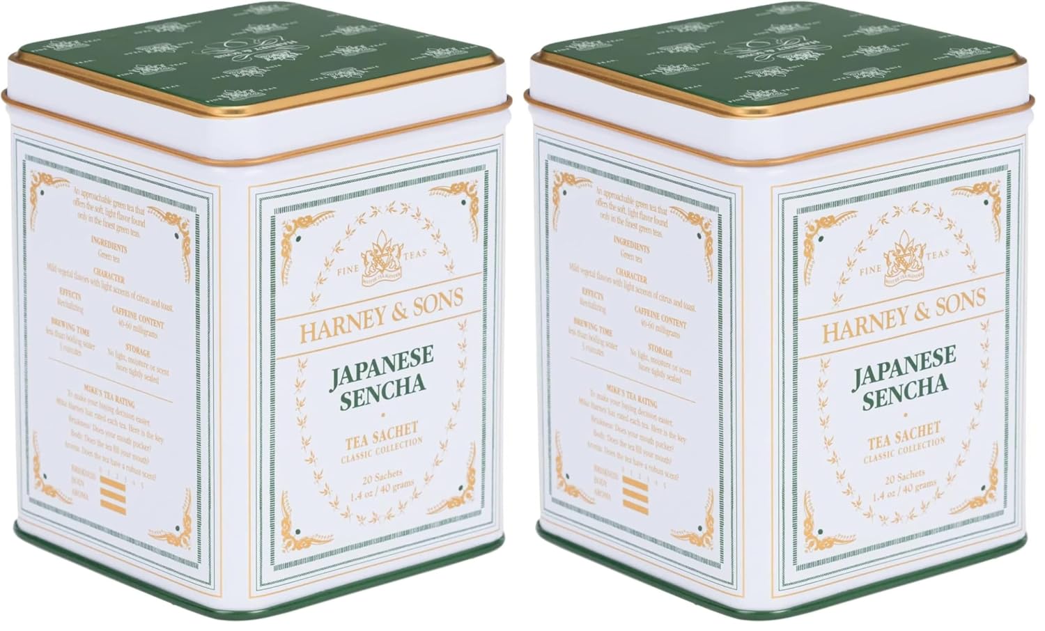 Harney & Sons Classic Japanese Sencha Green Tea, 20 Sachets in Tin | Japanese sencha green tea from Shizuoka with a smooth, fresh flavor. Contains caffeine.