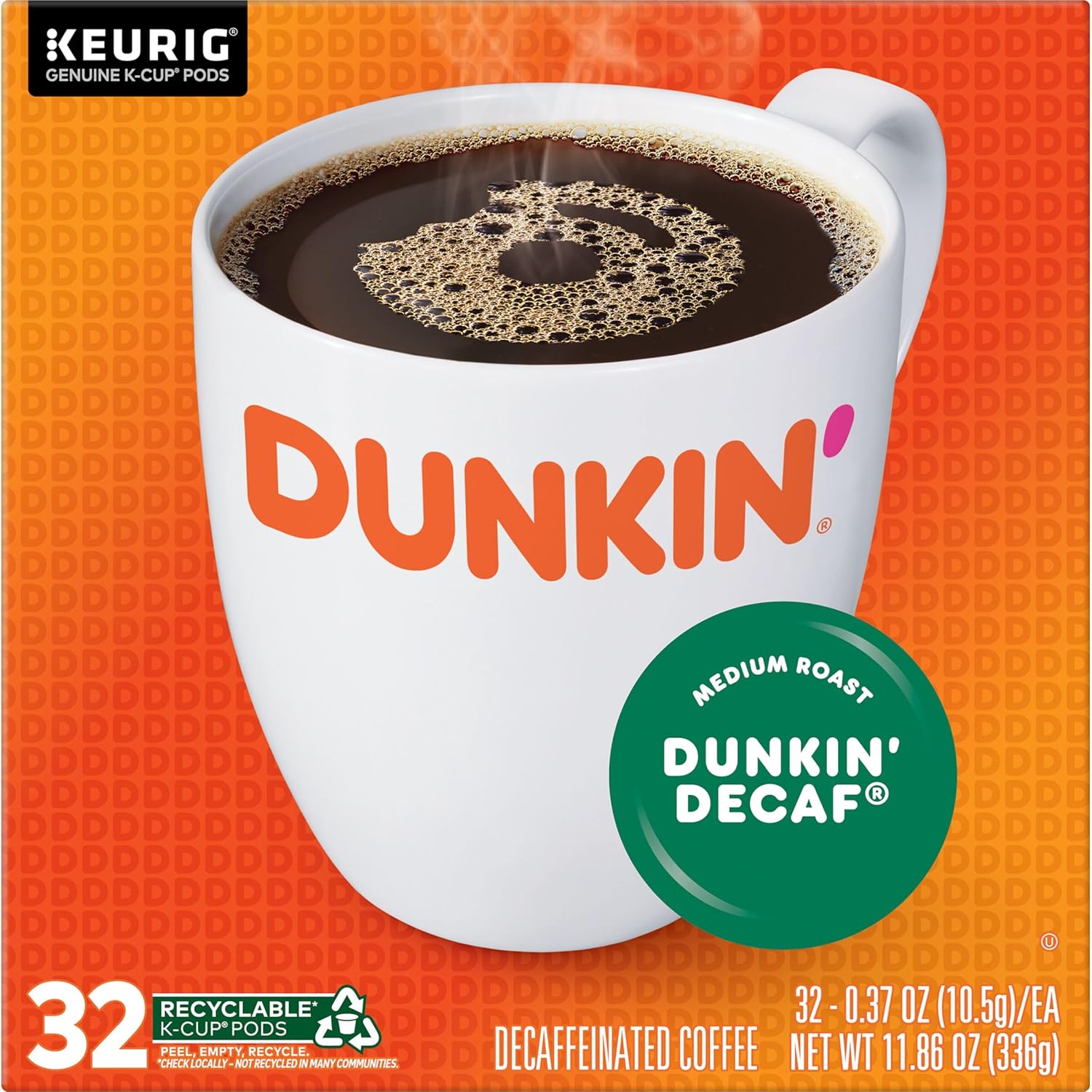 Dunkin’ Decaf Medium Roast Coffee, Keurig K-Cup Pods, 60 Count