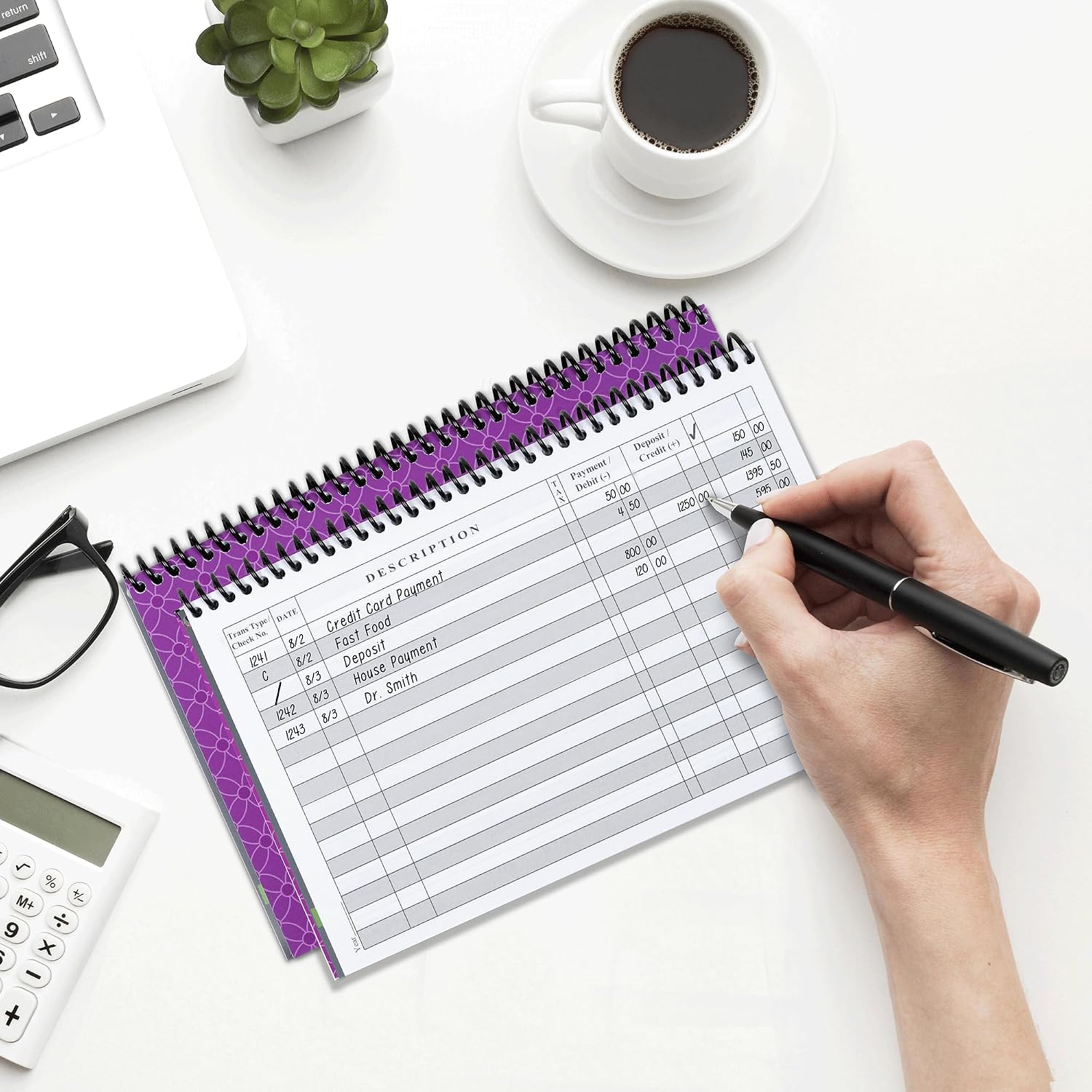 The Superior Register - Simple Account Tracker - Big Checkbook Register & Financial Ledger - Debit Card Register - Bank Register - 1 Pack, Teal, Wide Edition