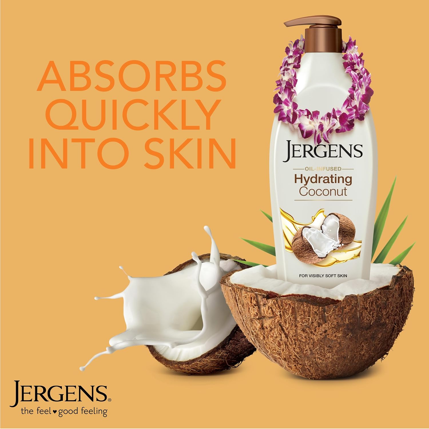 Jergens Hydrating Coconut Body Lotion, Hand and Body Moisturizer, Infused with Coconut Oil, Hydrates Dry Skin Instantly, Dermatologist Tested, 16.8 oz | Coconut Oil, Instantly Hydrates, Dermatologist Tested, Extra Dry Skin Care, Long-Lasting Moisture
