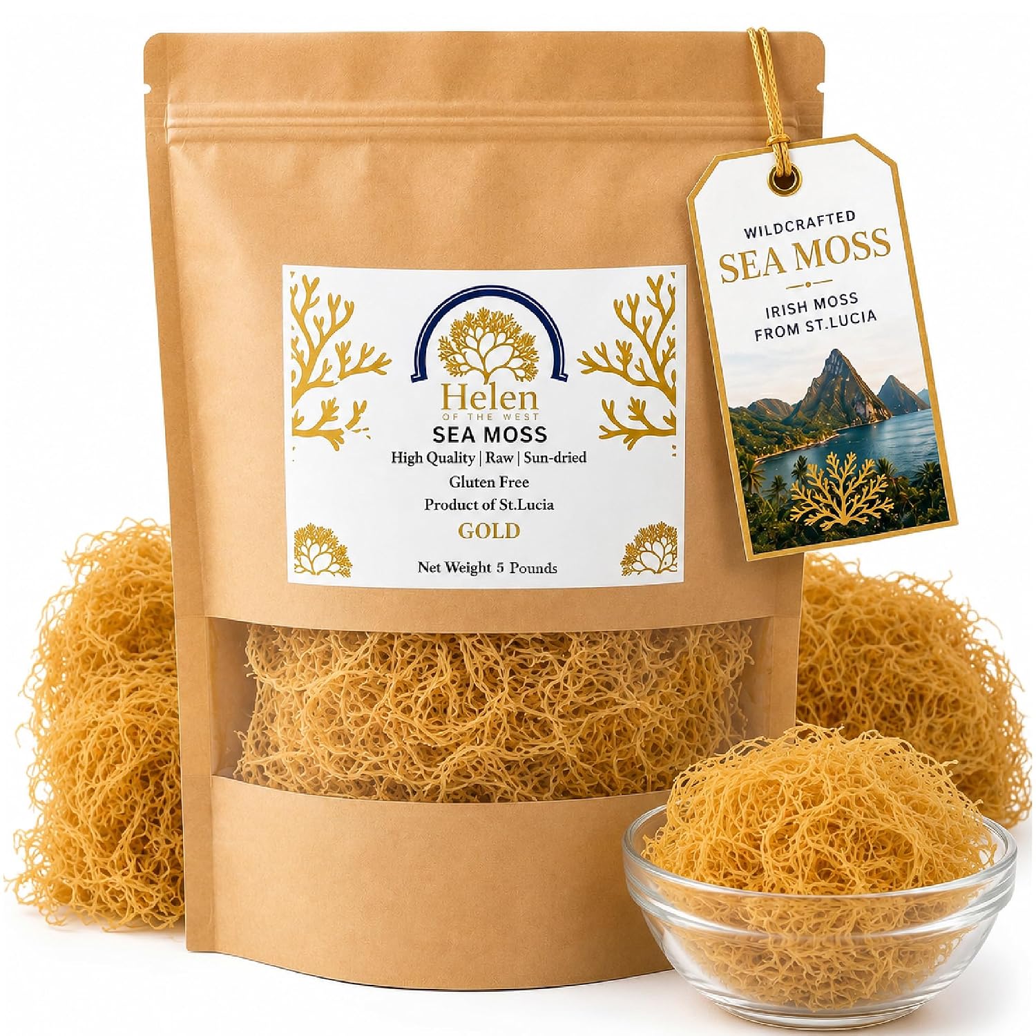 Wildcrafted Sea Moss | Gold - Purple - Green - Mixed | 100% Natural Irish Moss from St.Lucia | Mineral-Rich Superfood | 8oz Sun-Dried Moss | NO