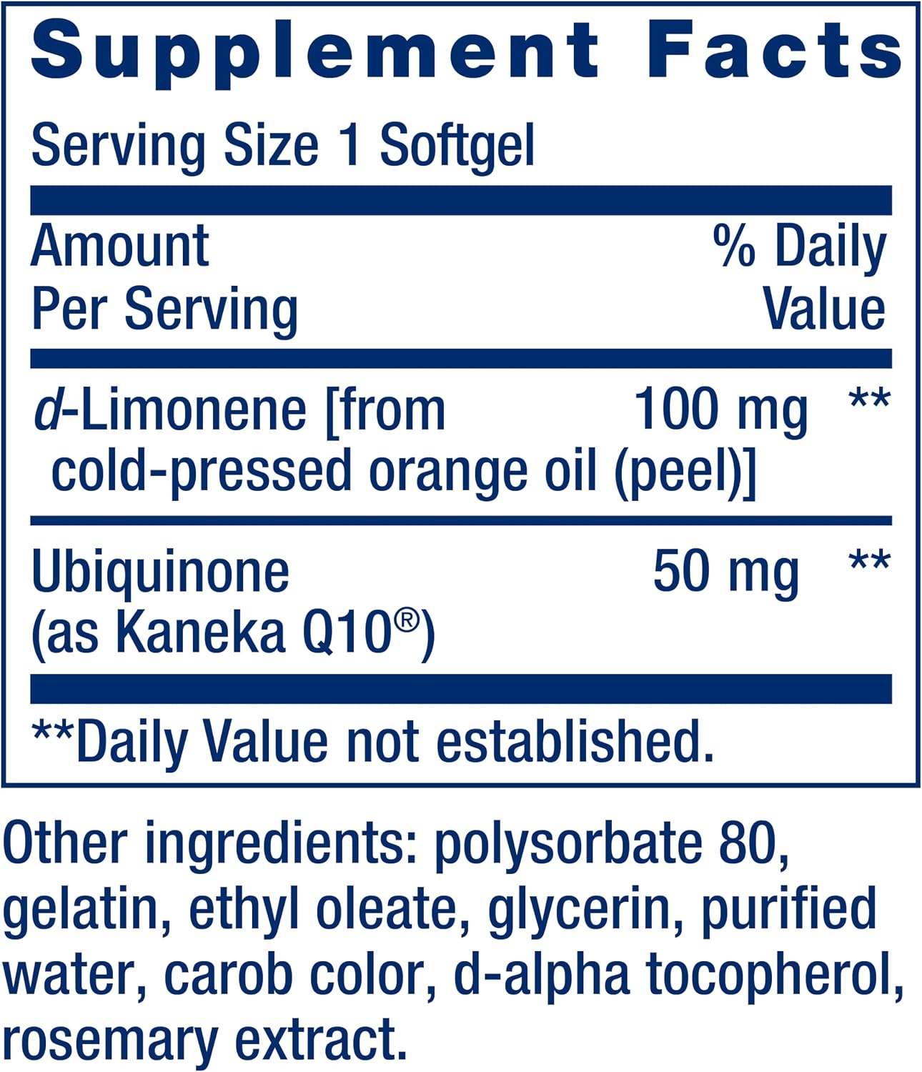 Life Extension Super-Absorbable CoQ10 (Ubiquinone) with d-Limonene, Heart Health Supplement, relieves General Fatigue, oxidative Stress Defense, 50 mg