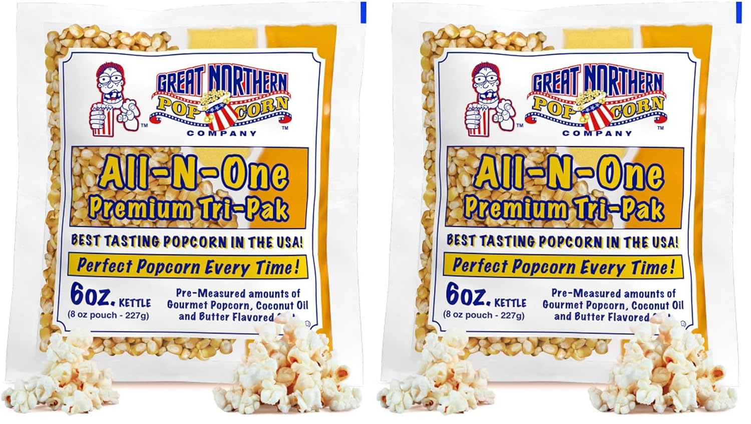 Great Northern Popcorn Movie Theater Style 6oz Popcorn Packs, 12 Case | All-in-One Pre-Measured Kernels, Butter Flavored Salt, and Coconut Oil Packs for 6oz Kettle - Movie Night Supplies