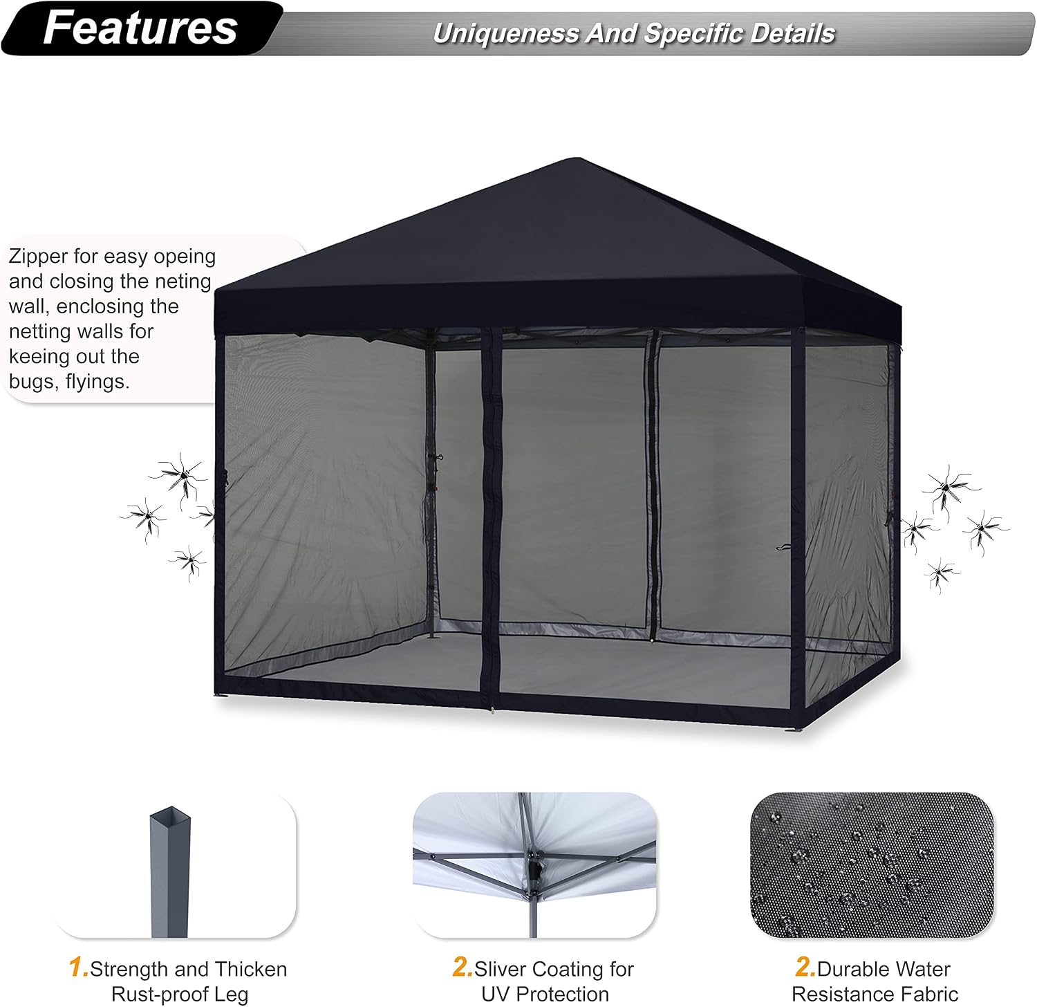 ABCCANOPY 10x10 Pop Up Canopy Tent, Slant Leg Outdoor Shade, Dark Gray