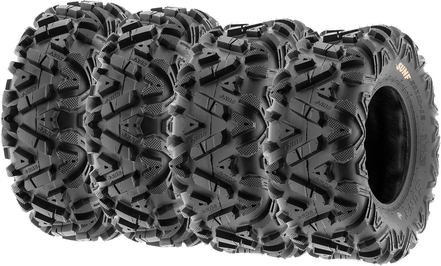 SunF ATV Tires All Terrain Tires 24x8-12 Front & 25x11-10 Rear 6 PR Tubeless A033, Set of 4