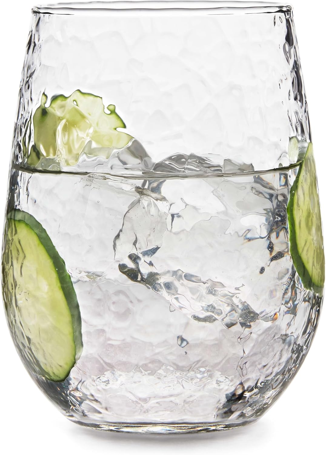 Libbey Classic Blue All-Purpose Stemless Wine Glasses Set 6, Timeless Wine Cups Set of 6, 15.25 Oz, Wine Glass Set for Dinners, Weeknights