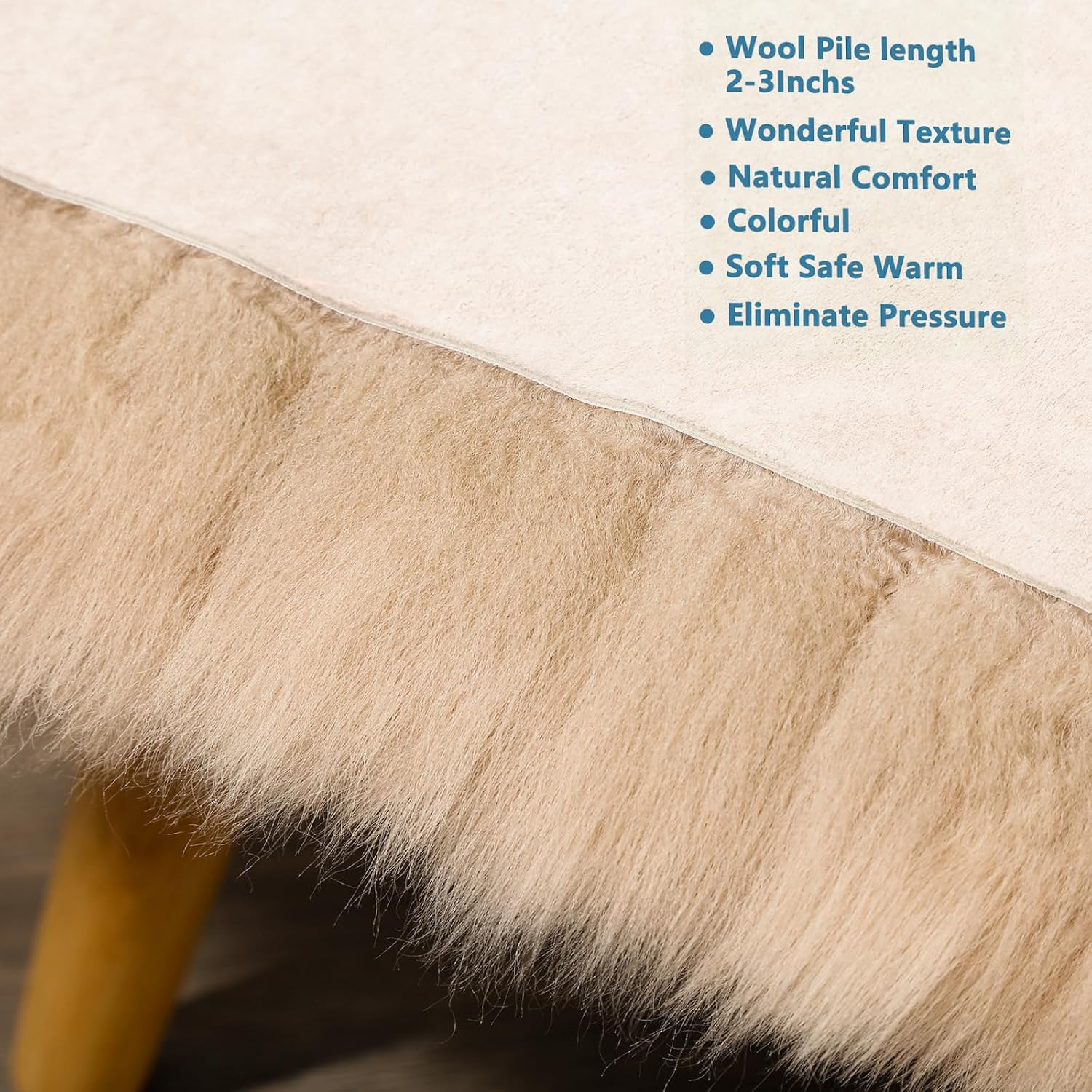 OGLAND Genuine Sheepskin Rug | Shaggy Wool Fur Lambskin Throw Pad Cushion
