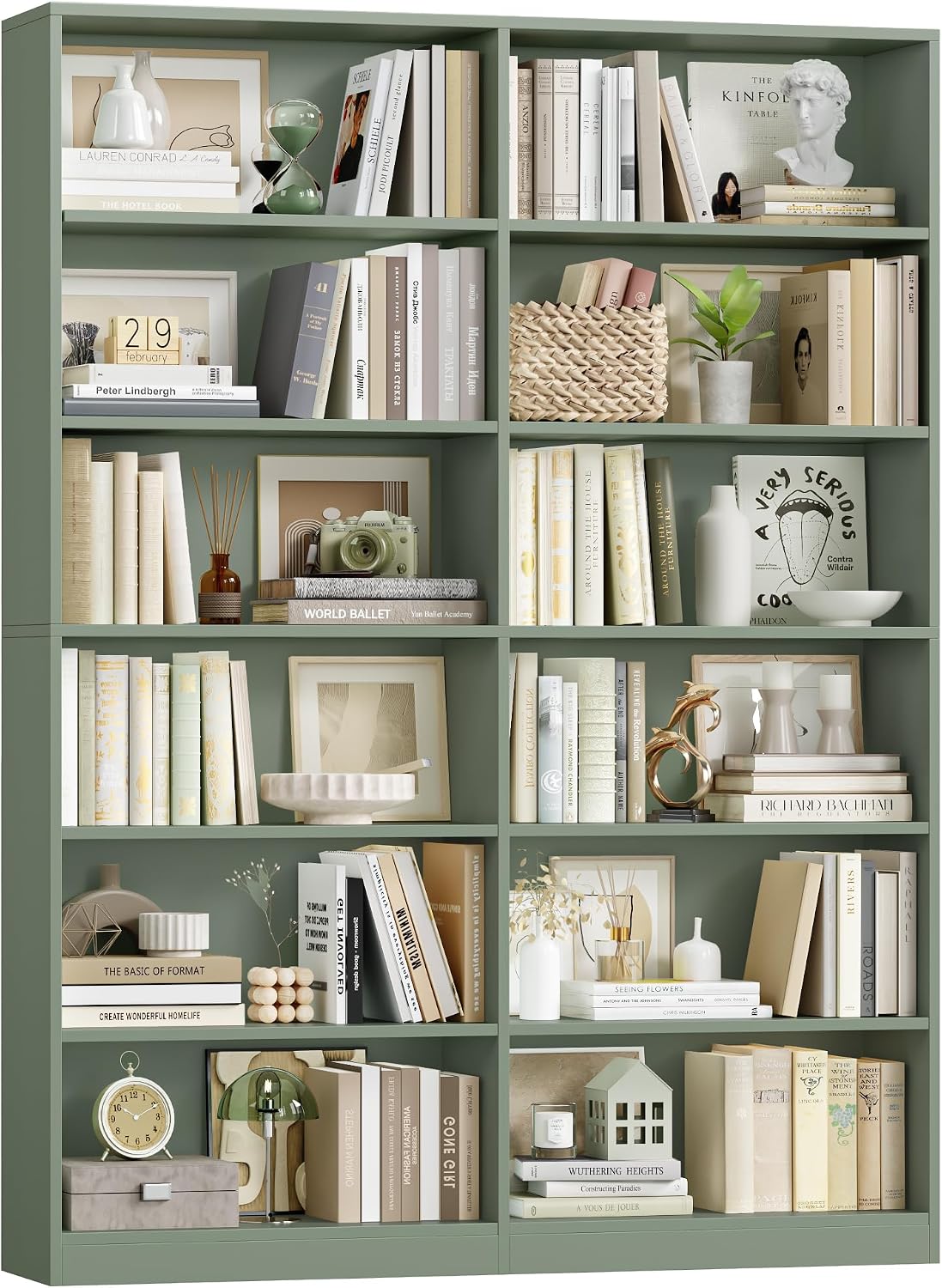 Bookshelf Tall Bookcase, 6-Tier Double Wide Bookshelves, White | Freestanding Display Storage Shelves, Tall and Large Book Shelves for Home Decor Bedroom, Living Room, Home Office, Library