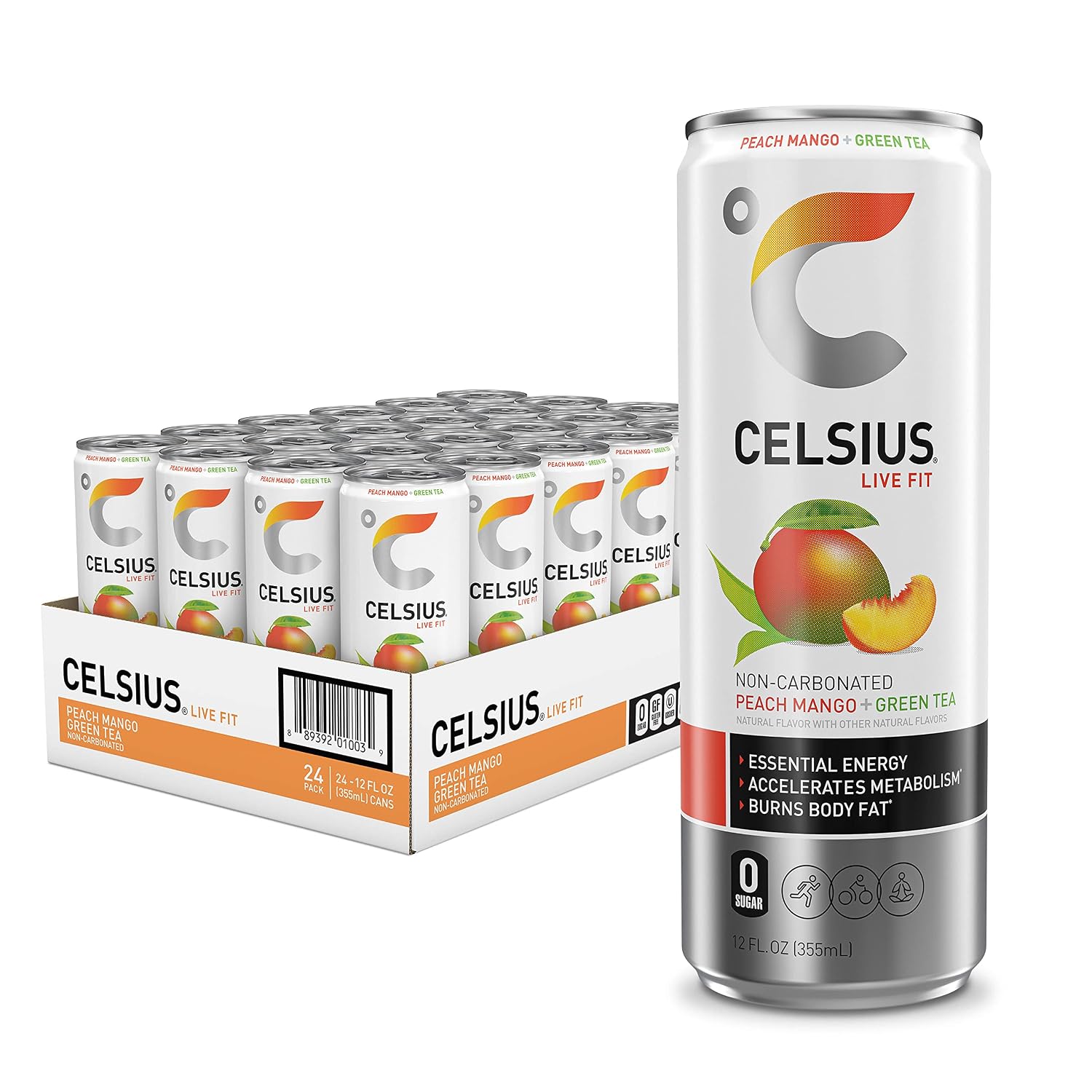 CELSIUS Sparkling Orange, Sugar Free Energy Drink, 12 Fl Oz (Pack of 4)