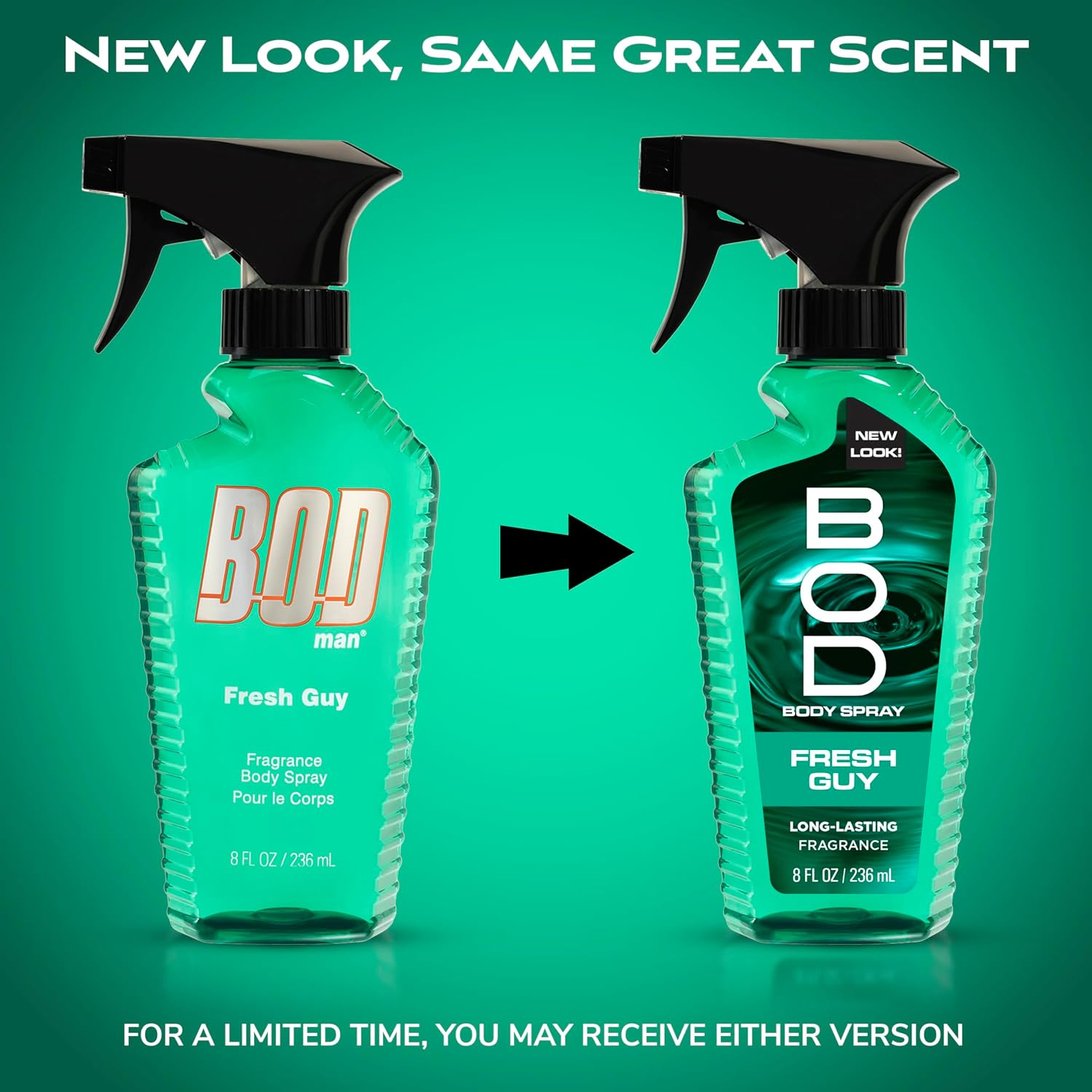 BOD man Fragrance Body Spray, Fresh Blue Musk, 8 fl oz